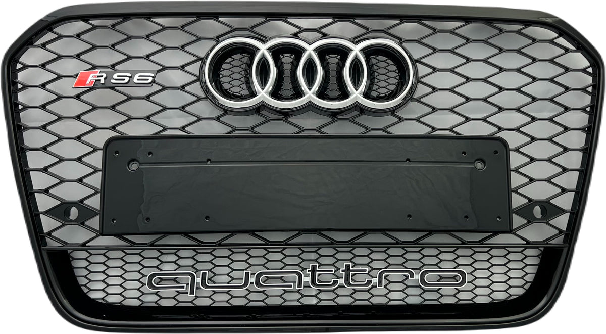 RS6 look Honeycomb black gloss grill front mesh grill for AUDI A6